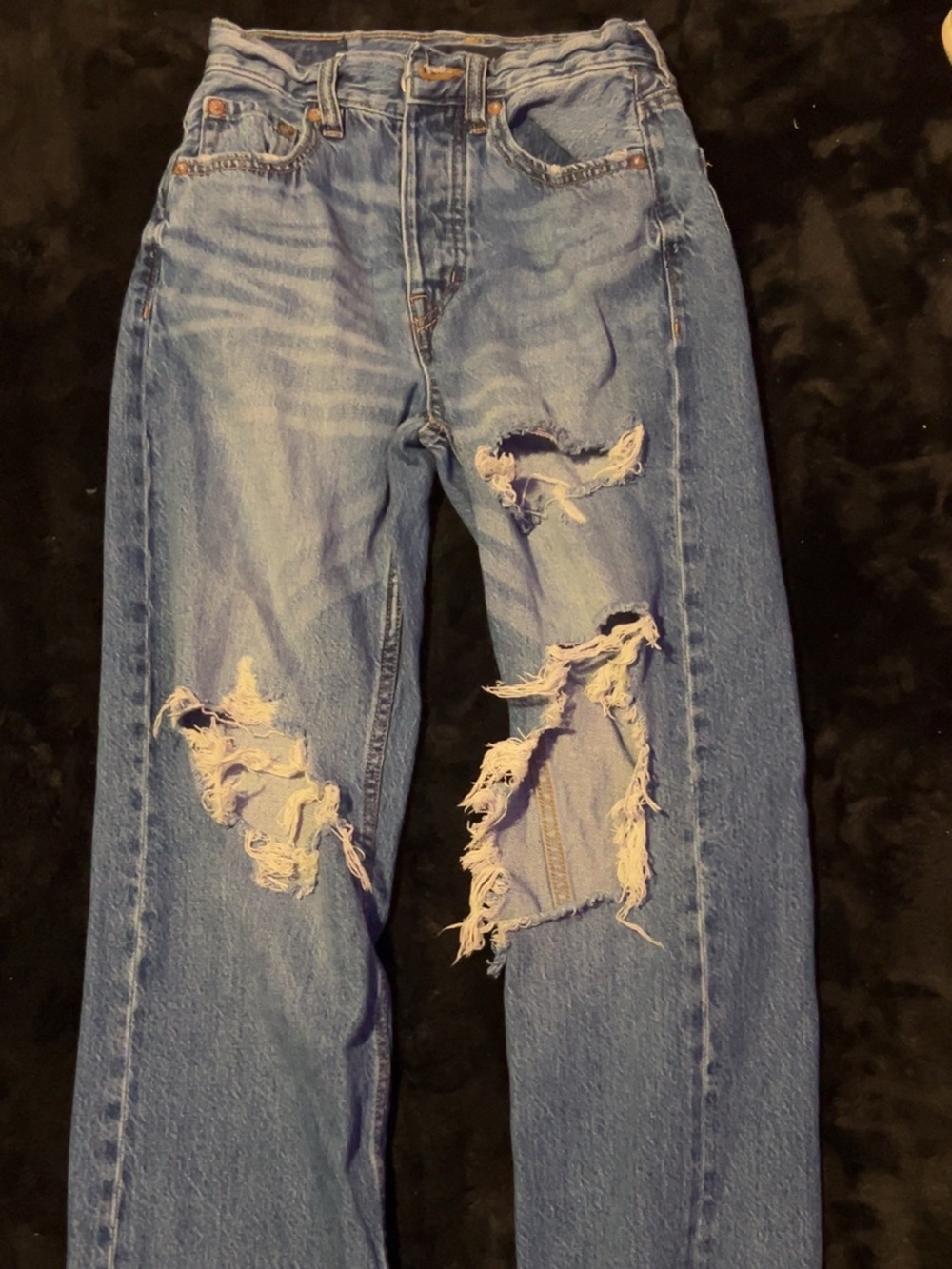 Aeropostale 00 Reg “90s baggy” ripped distressed denim blue jeans